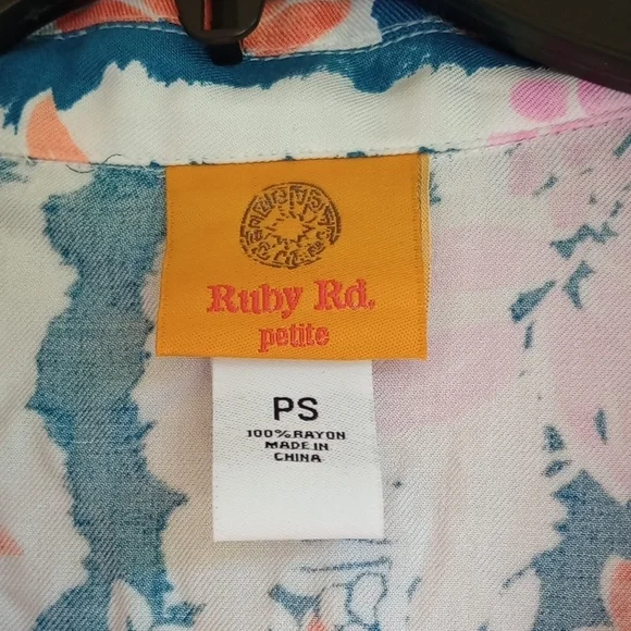 Ruby Rd. Floral Striped Blouse - Blue, Pink, White - Picture 2 of 15